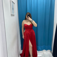 Vestito a fascia lungo raso 23638
