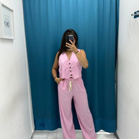 Coordinato gilet e pantalone lino 12887