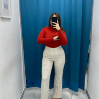 Pantalone a campana panna
