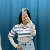 Polo a righe con pizzo 6373