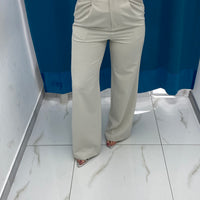 Pantalone vita alta full length panna