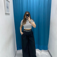 Pantalone wide leg con cintura 18065