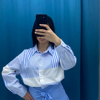 Camicia a righe celeste 33010