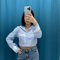 Camicia crop con brillantini 11342