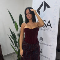 Crimson Velvet Corset - 6030