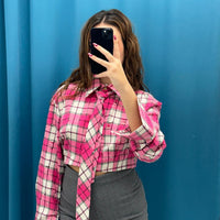 Camicia crop a quadri 6107