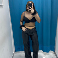 Maglia trasparente con piume 36368