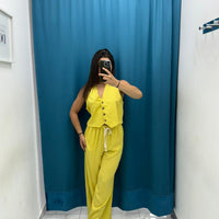 Coordinato gilet e pantalone lino 12887