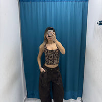 Pantalone cargo Western con frange 0182