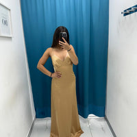 Vestito lungo satin con spacco 25132