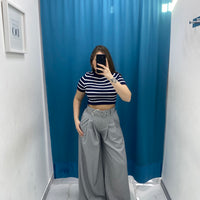Pantalone wide leg con cintura 18065