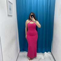 Vestito lungo a costine