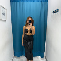 Coordinato top e gonna ecopelle 35752