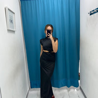Vestito lungo cut out con spalline 35510