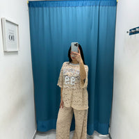 Maglia in pizzo beige Lumina 2447