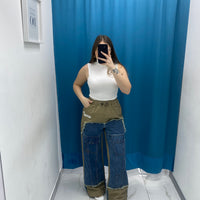 Pantalone denim/ beige 26074