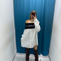 Vestito corto a spalle nude con camicia-YT30099