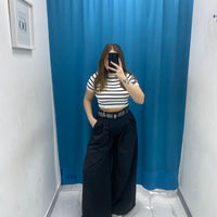 Pantalone wide leg con cintura 18065