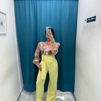 Pantalone con cintura giallo 16067
