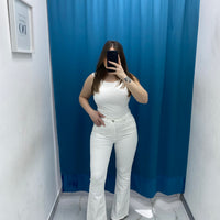 Jeans flare bianco 77791