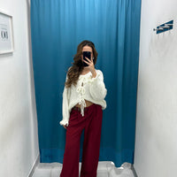 Pantalone wide leg con fibbia 90198