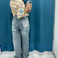 Jeans con strass sul retro 1163