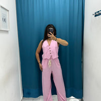 Coordinato gilet e pantalone lino 12887