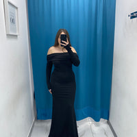 Vestito lungo scollo a barca 23709