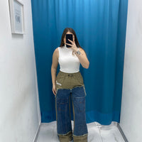 Pantalone denim/ beige 26074