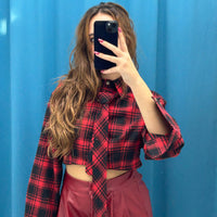 Camicia crop a quadri 6107