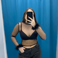 Maglia trasparente con piume 36368