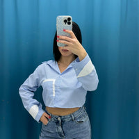 Camicia crop con brillantini 11342