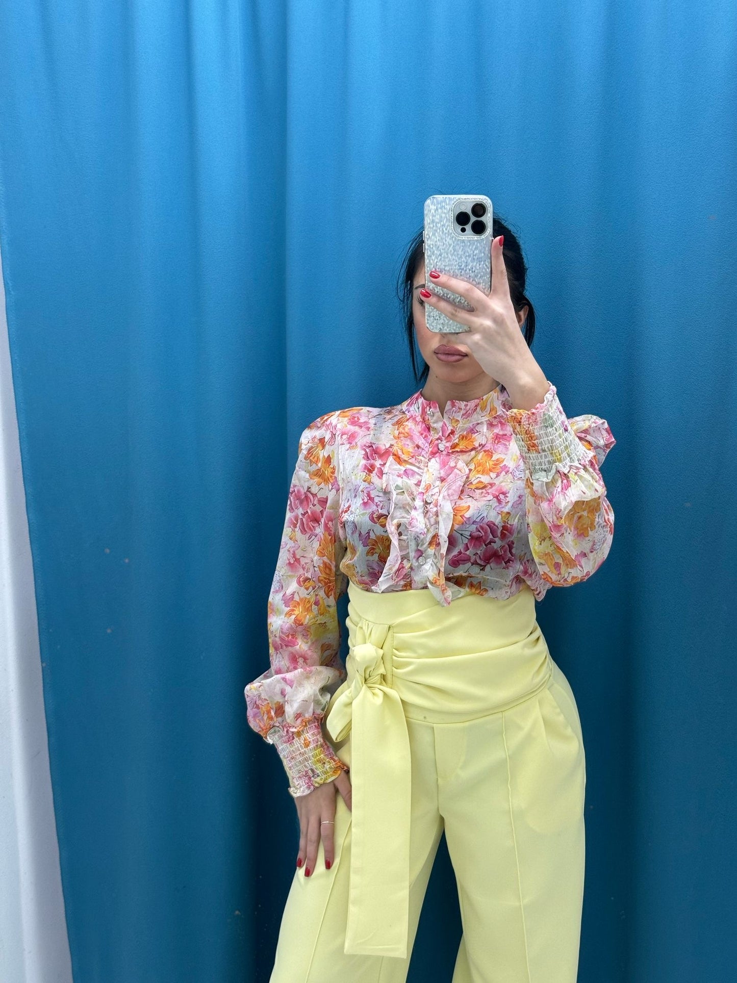 Pantalone con cintura giallo 16067