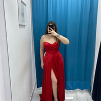 Vestito a fascia lungo raso 23638