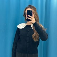Cardigan con colletto ricamato 7699