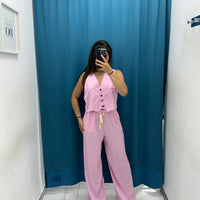 Coordinato gilet e pantalone lino 12887