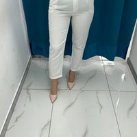 Pantalone con fibbie bianco 12818