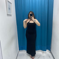 Vestito lungo a costine