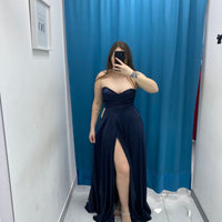 Vestito a fascia lungo raso 23638
