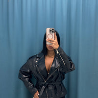 VITELLO — Giubbino Lucido con Cintura-6673