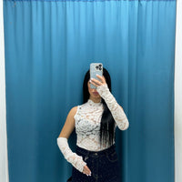 Body in pizzo con manicotti 6360