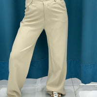 Pantalone wide leg beige 11938