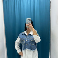 Camicia con gilet in denim 0648