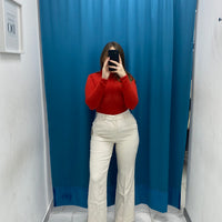 Pantalone a campana panna