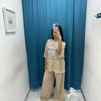 Maglia in pizzo beige Lumina 2447