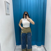 Pantalone denim/ beige 26074