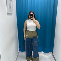 Pantalone denim/ beige 26074