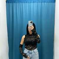 Body in pizzo con manicotti 6360