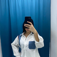 Camicia con dettagli in denim 9305