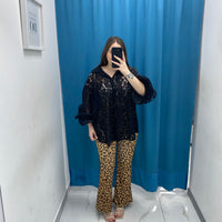 Pantalone a zampa leopardato 5753